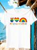 Wzm10935rainbow Print Plus Size Unisexs Round Neck Summer Casual Short Sleeved Street Fashion Versatile Plus Size Tshirt