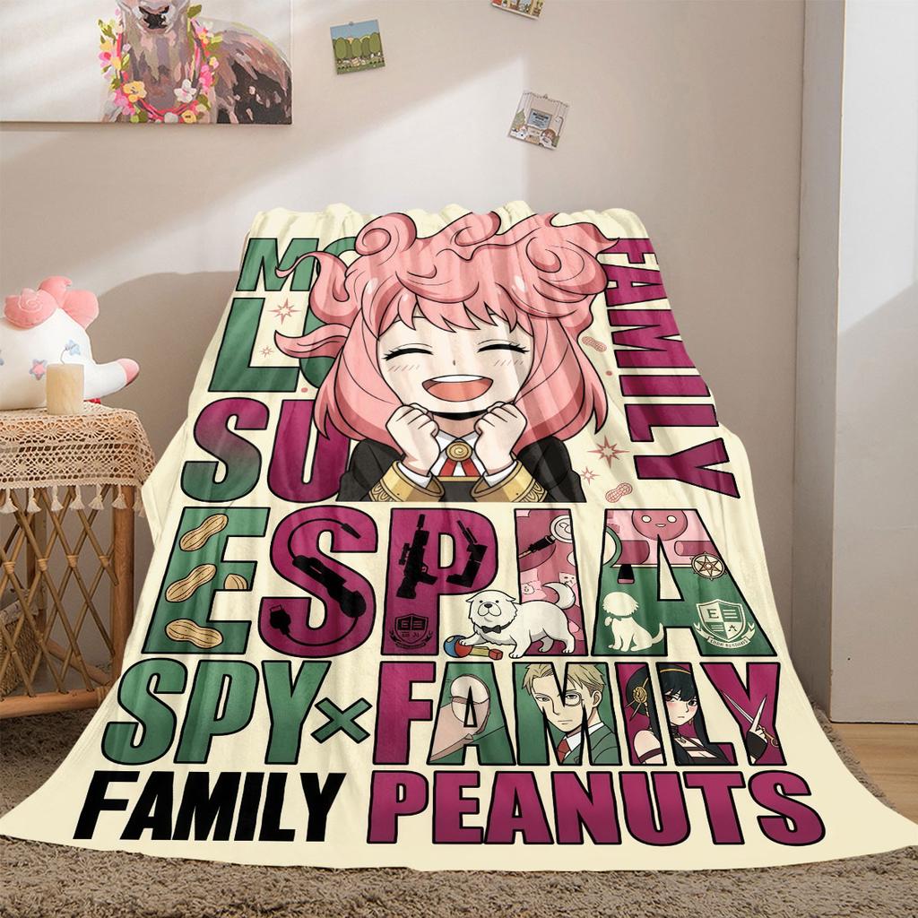 SpyxFamily Charming 2D Cartoon Flannel Blanket, Printed Pattern for Bed, Cozy Sofa Travel Nap Blanket_LIAN