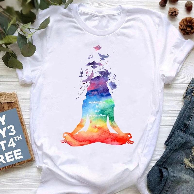 I Lamaste Lama Animal Print TShirt Women Clothes Meditation Tshirt Femme Funny White T Shirt FeUnisex Summer Fashion Tops