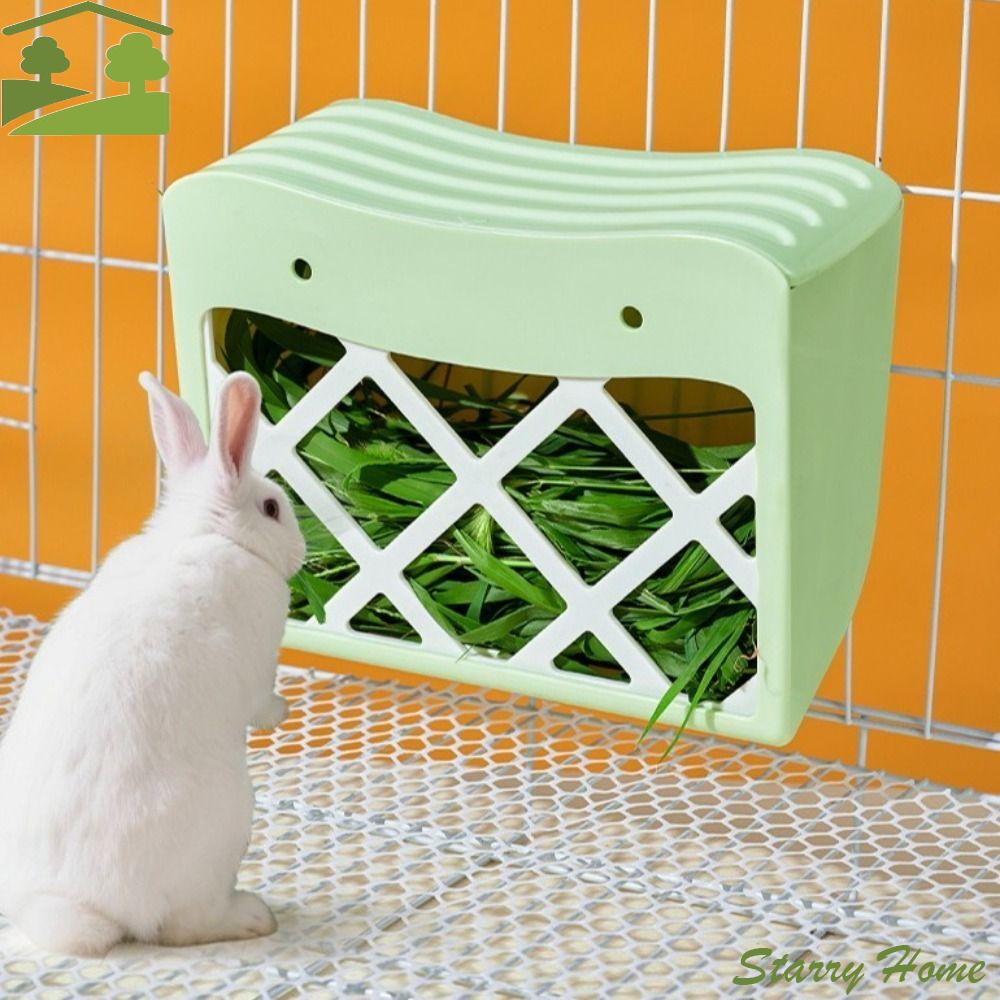 Practical Hanging Rabbit Hay Feeder Fixed Anti-tipping Rabbit Grass Rack with Lid Large Capacity Hay Manger Hamster Cage