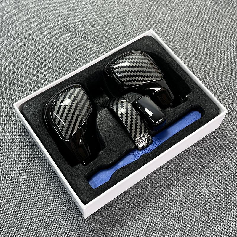 Carbon Fiber Texture DSG Schaltknauf Getriebe Seitenabdeckung DSG Emblem für VW Golf 6 Golf 7 R GTI Passat B7 B8 CC R20 Jetta MK6