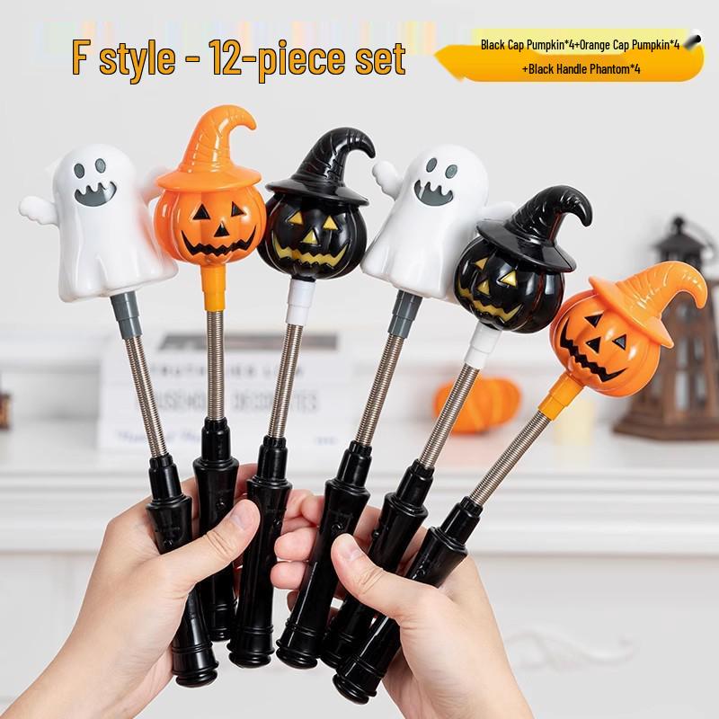 Light-Up Pumpkin Lantern Hand-Crank Stick - Halloween Decoration Toy for Kids