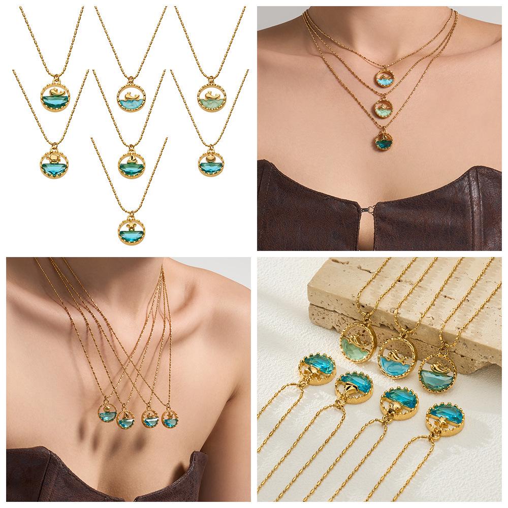 Ocean Series: 18K Gold-Plated Whale & Starfish Pendant Necklace.