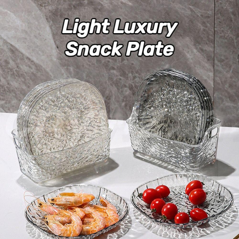 Transparent Bone Plate Glacier Pattern Snack Dish Dessert Plate Table Waste Dish Luxury Kitchen Tableware