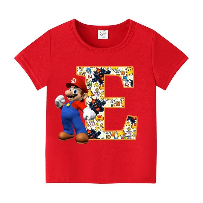 New 100%Polyester T-shirts for Children Cartoon English Letters Graphic T-shirt Boys Casual Short-sleeved Tops Kids Clothes