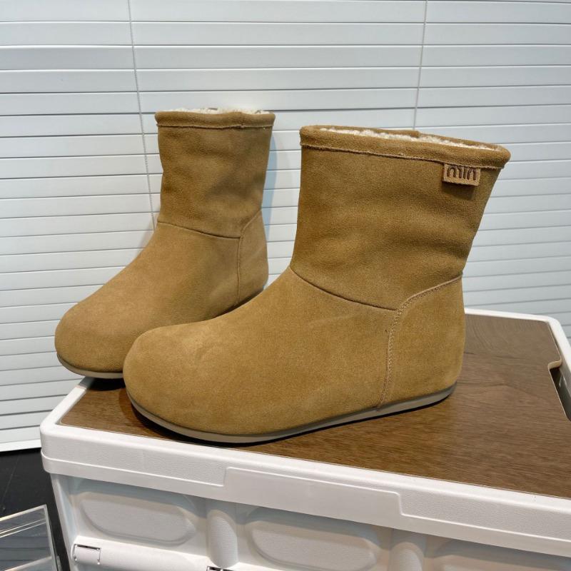 

Big head ugly cute short boots women s autumn and winter new thick-soled sleeve matte leather bread velvet snow boots 35 хакі