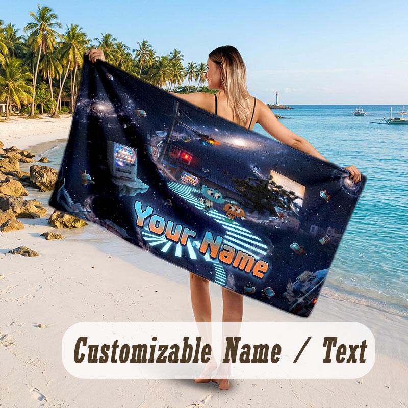 Personalized Beach Towel,Amazing World of Gumball Custom Printed Name Text, Super Absorbent Towel For Beach Vacation