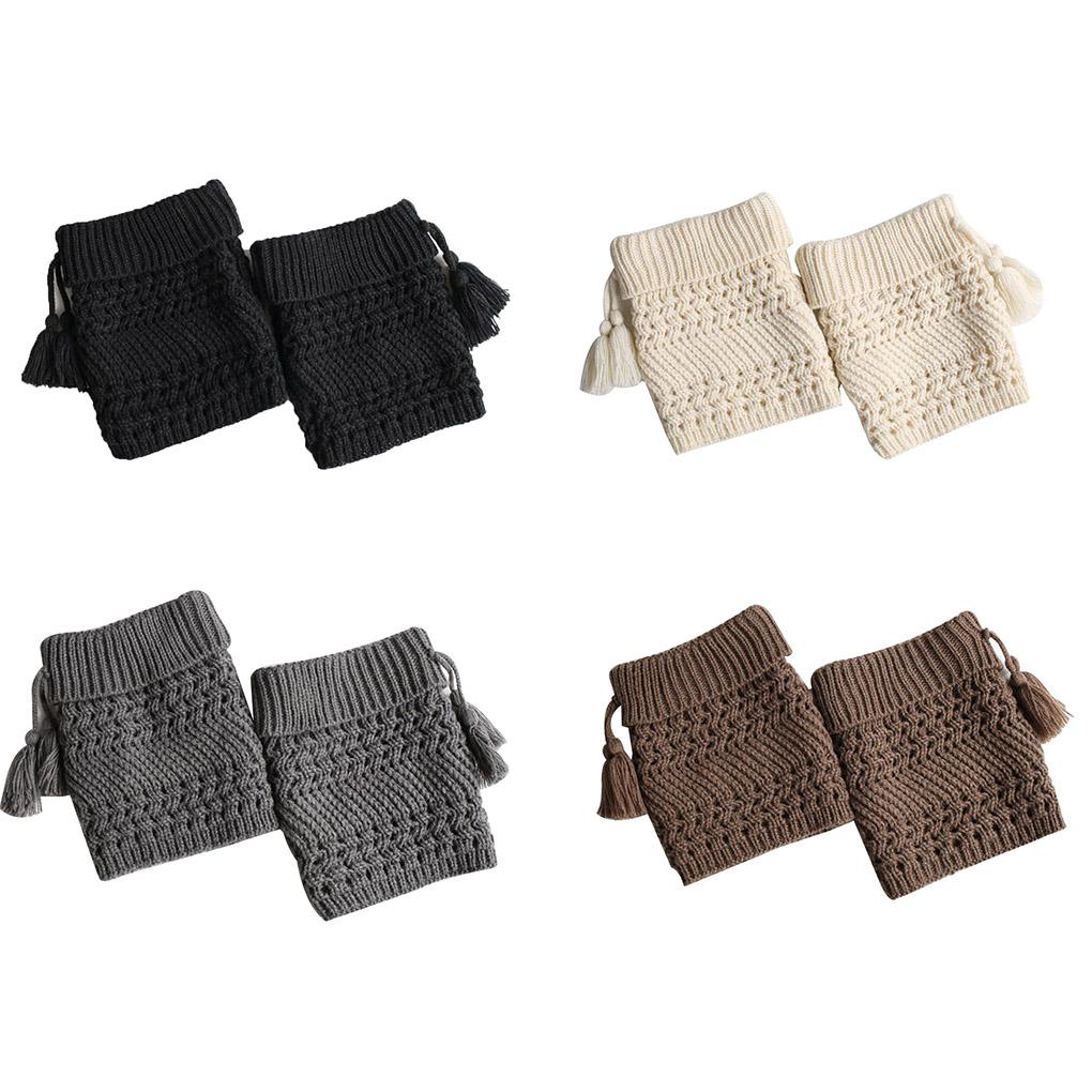 1 Pair Fashion Winter Tassel Womens Knitted Leg Warmers Sock Elastic Stretchy Soft Trim Boot Cover Cuffs Toppers