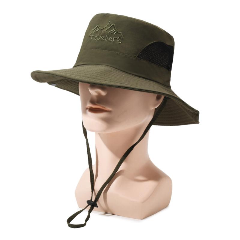 Summer Fishing Hat Men's Big Brim Hat Outdoor Solid Color Sunscreen Hat Travel Sun Hat