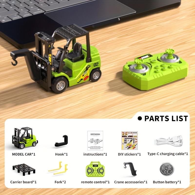 1:64 Scale Mini Remote Control Forklift Crane Set Simulation Model Alloy Body Remote-Controlled Lifting Includes APP-Compatible Mobile Control