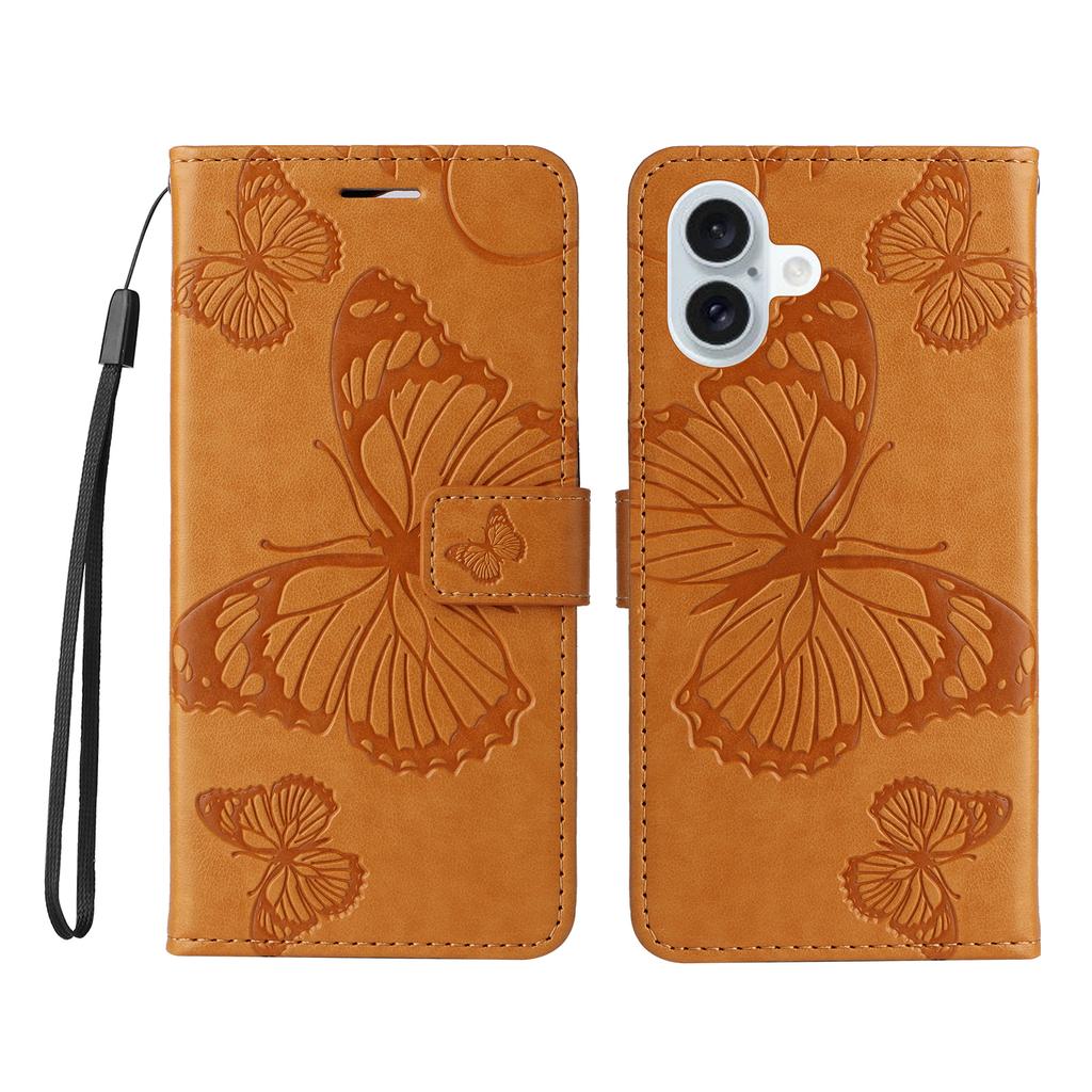 For iPhone 16 Plus Wallet Case Floral Butterfly Imprinted Leather Phone Cover Stand