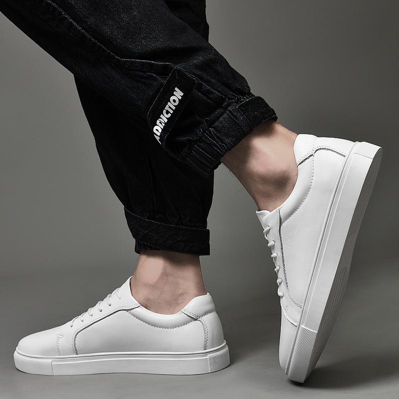 Pánská ležérní obuv z pravé kůže Pohodlná plochá obuv Šněrovací Ručně vyráběná obuv Randění Kancelář Móda Banket Pánská bílá obuv