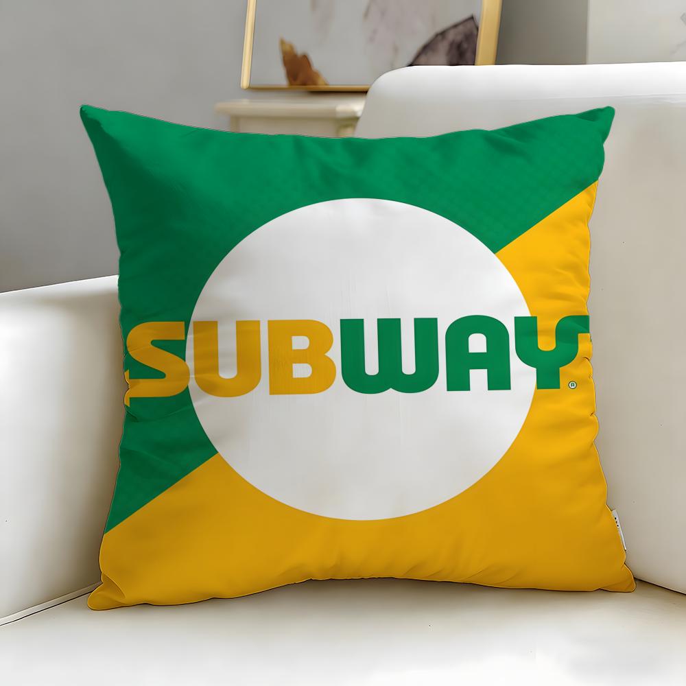Classic Restaurant Brand Subway Cushion Cover Soft EasyWash Pillow Case Versatile for Couch Bed Travel and Office