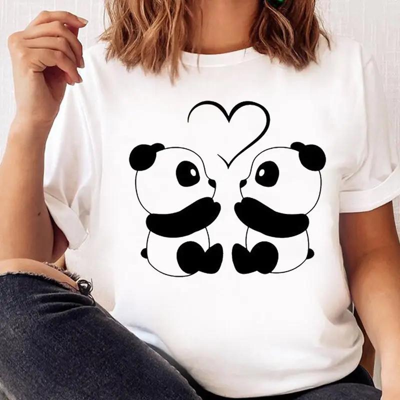 Women Print T Shirt Panda New Love Trend Graphic Tshirt Tee FeUnisex Cartoon Fall Autumn Top Ladies Fashion Clothing