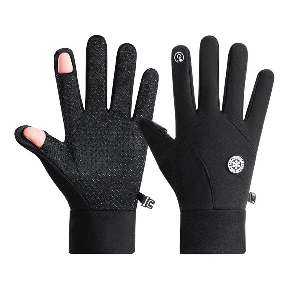

Thickened Full-Finger Winter Warmth Gloves Touchscreen Outdoor Sports Gloves Autumn Winter B Black