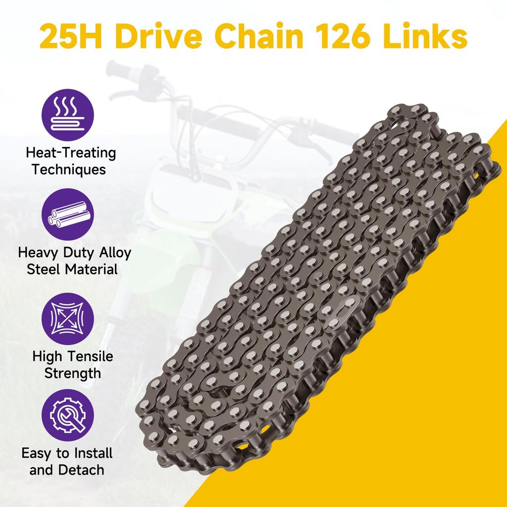 HIAORS 25H Chain 132L with Connecting Master Link for Razor MX500 and MX650 Gas Electric Scooters Mini Bikes Mini Pocket Bikes