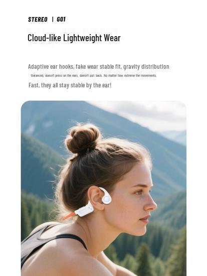 G01 Bone Conduction Wireless Headphones: Sweatproof, Open-Ear Design with Ultra-Long Battery for Running & Calls.