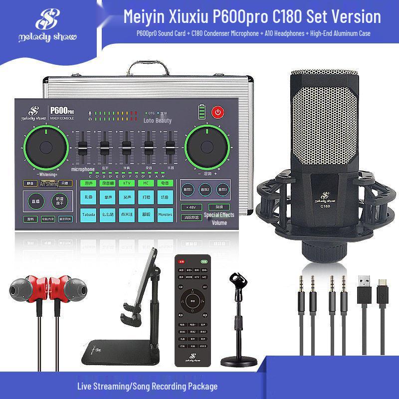 Meiyin Xiuxiu P600pro C180 Sound Card & Microphone Set – Mobile & Computer Compatible