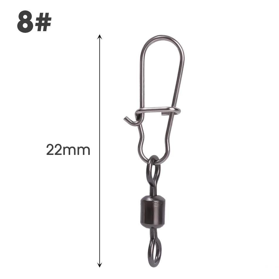 10/50PCS Fishing Connector Pin Bearing Rolling Swivel Stainless Steel Snap Fishhook Lure Swivels Fishing Tackle Accessories