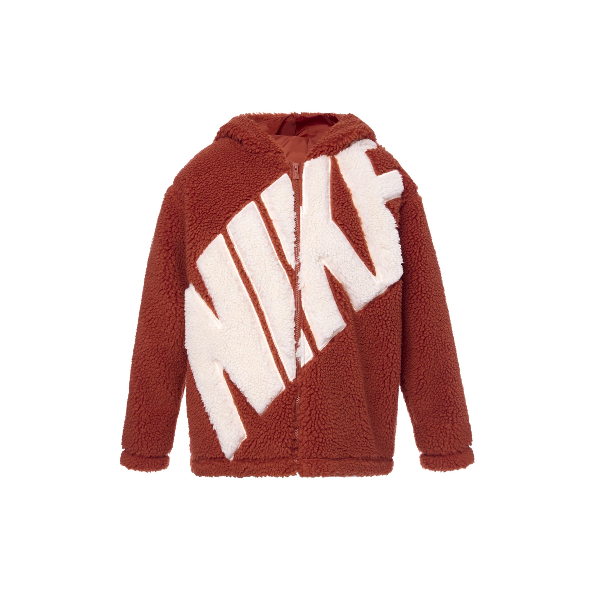 (WMNS) Nike Jacket Sports Hooded Jacket Plush Red White Women s FB8696-832 XS