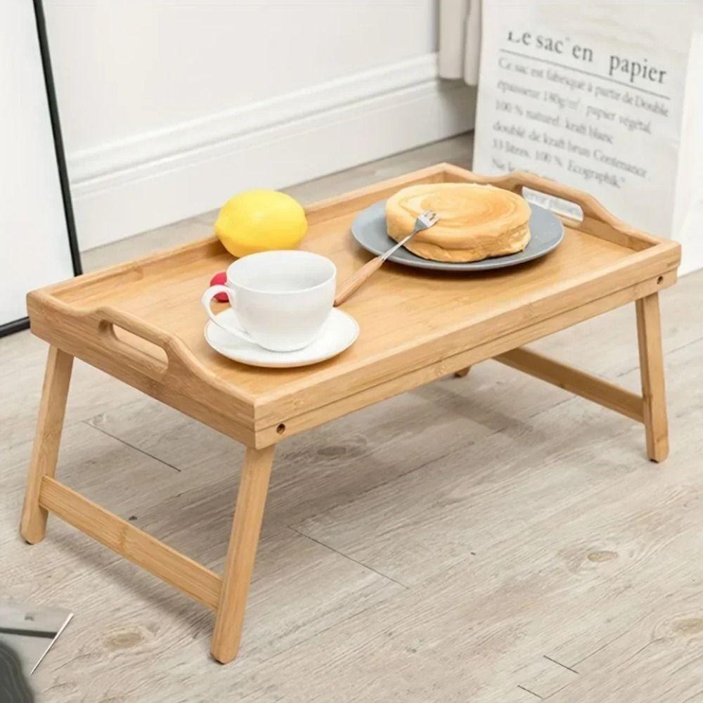 Foldable Legs Bed Tray Table with Handles Breakfast Serving Tray Computer Desk  Bedroom Furniture