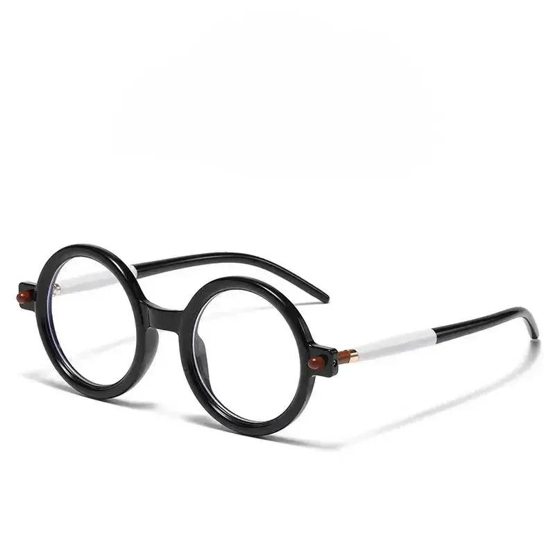 

Large Round Frame Literary Presbyopia Glasses Retro Frame Middle-aged and Elderly High-definition Eye Protection Reading Glasses +400 чёрный