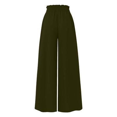 Einfarbige Damenhose mit elastischem Gürtel, weites Bein, hohe Taille, lange Culottes