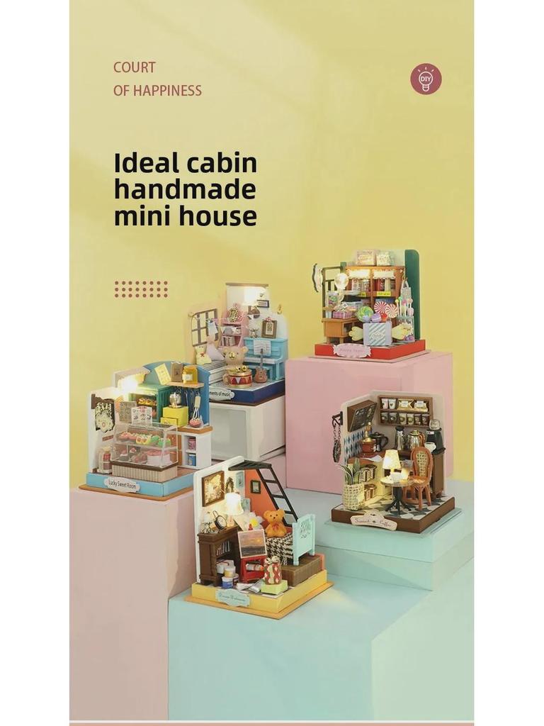 DIY Dream Bedroom Wooden Miniature Hut - Handmade Creative Toy Gift