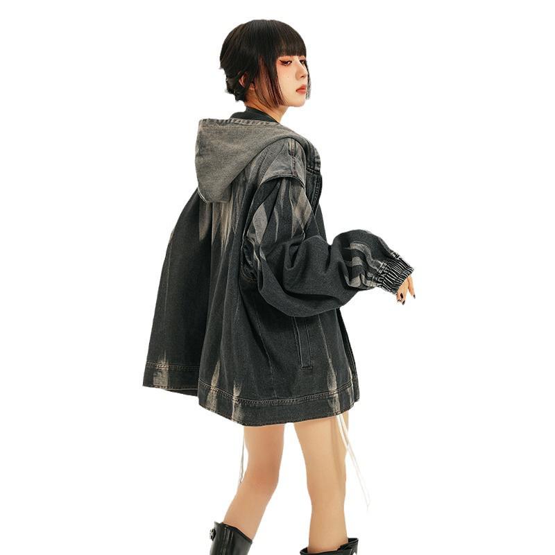 2024 Retro Tie-Dye Gradient Hooded Denim Jacket