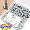 62pcs/box Internal Hexagon Nut for Furniture Fixed Repair M4 M5 M6 M8 Carbon Steel Insert Nut Home DIY Woodworking Fastener Part