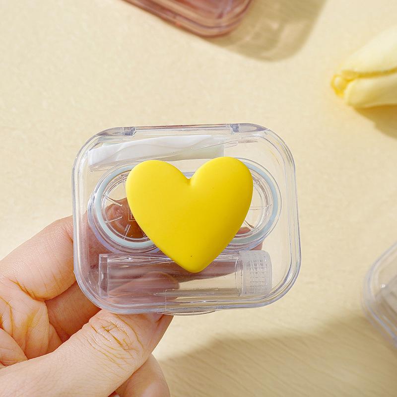 1 Stück Herz-Kontaktlinsenbehälter, durchsichtiger Farbbehälter für die Augenpflege, Kontaktlinsenbehälter für Frauen für unterwegs, Mini-Kontaktlinsenbehälter
