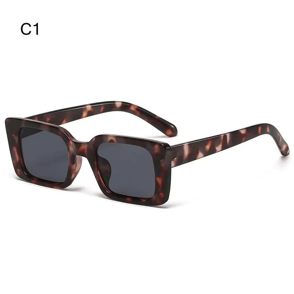 Vintage Beach/Travel Gradient Women'S Fashion Rectangle Leopard Sun Glasses Shades Square Sunglasses Uv400