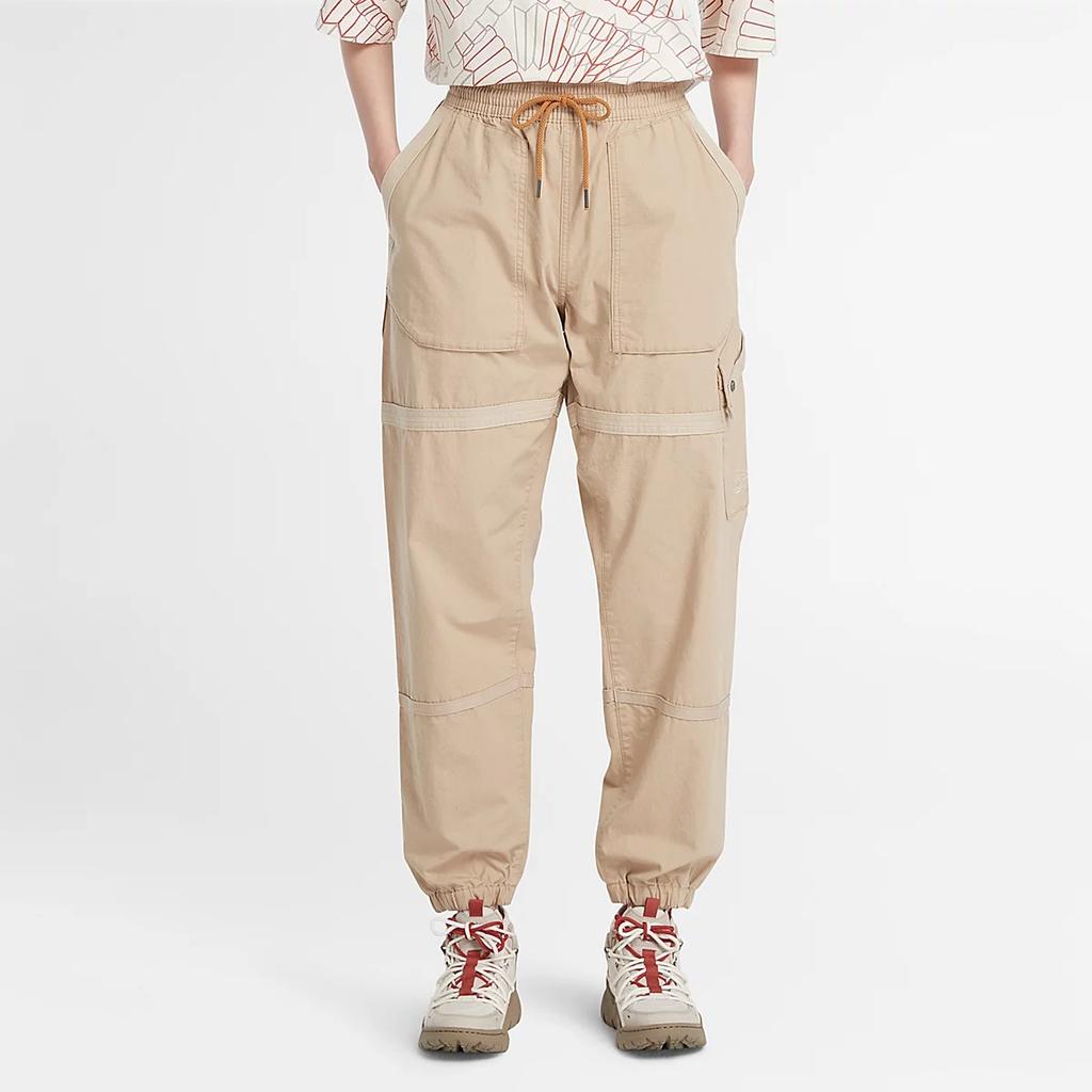 Timberland Solid Color Multi-Pocket Drawstring Casual Pants Unisex Pants Khaki A6BQ6-269