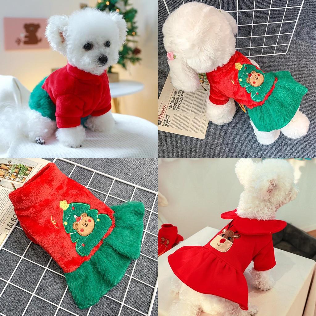 Adorable Red Christmas Dog Dress With Festive Reindeer Sweater Design For Pets