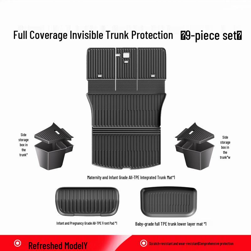 Upgraded TPE Trunk Mat Set for Tesla Model Y3 - Front & Rear Trunk, YL Interior Accessories