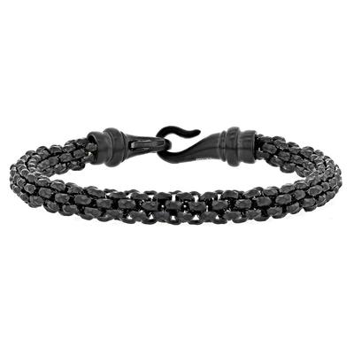 [R5120] - Stahlarmband 'Peaceful' Schwarz - 21 cm 8 mm