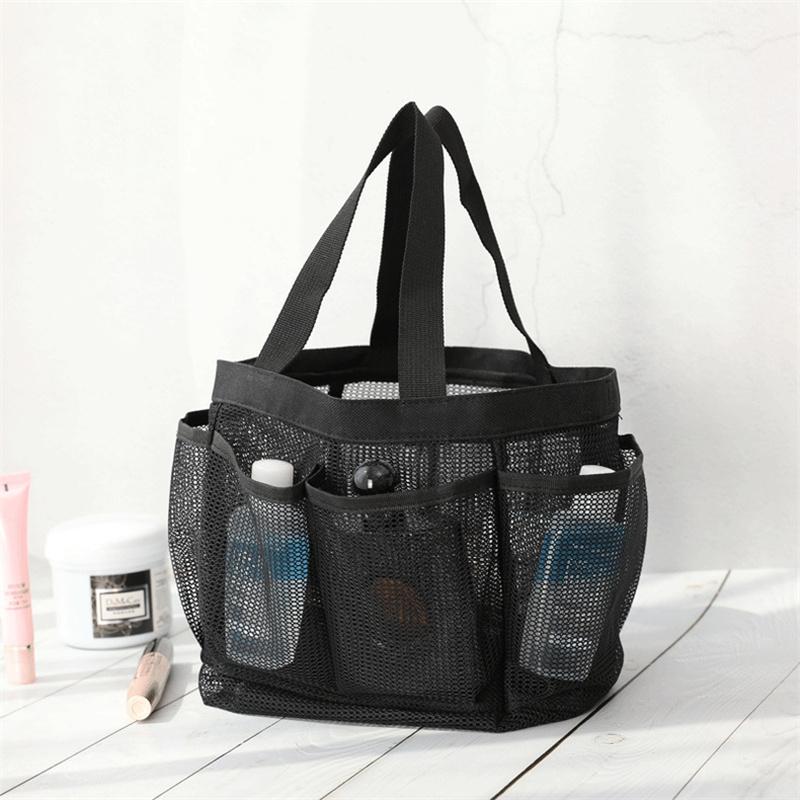 Men's Portable Mesh Shower Caddy Quick Dry Shower Tote Hanging Bath Toiletry Organizer Bag 7 Storage Pockets Double Handles