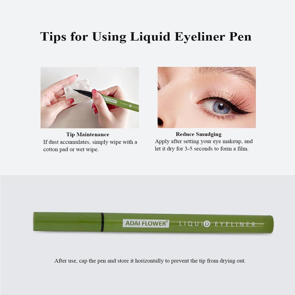 Waterproof Liquid Eyeliner Smudge-Proof & Transfer-Resistant Long-Lasting Appearance Green Eyeliner Black