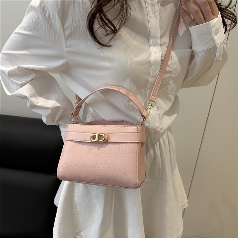 Solid Color Texture Crocodile Pattern Handbag Women's 2025 Summer New Casual Foreign Style One Shoulder Crossbody Small Square Bag