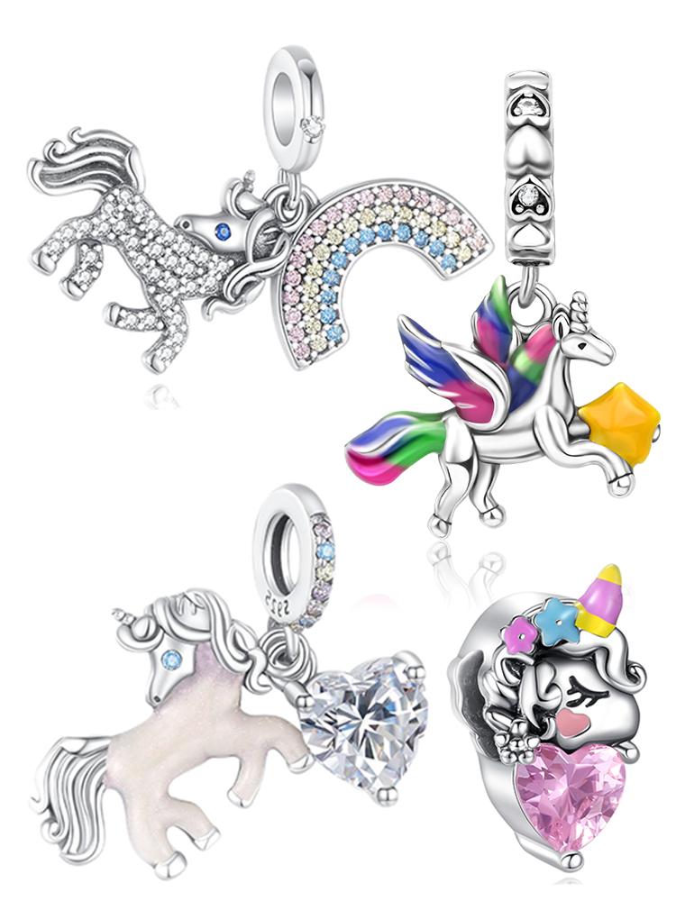 Regenbogen Herz Einhorn Valentinstag Geschenk Kupferbeschichtet Für Anhänger Kupferbeschichtet Original Armband Zum Schmuckbasteln