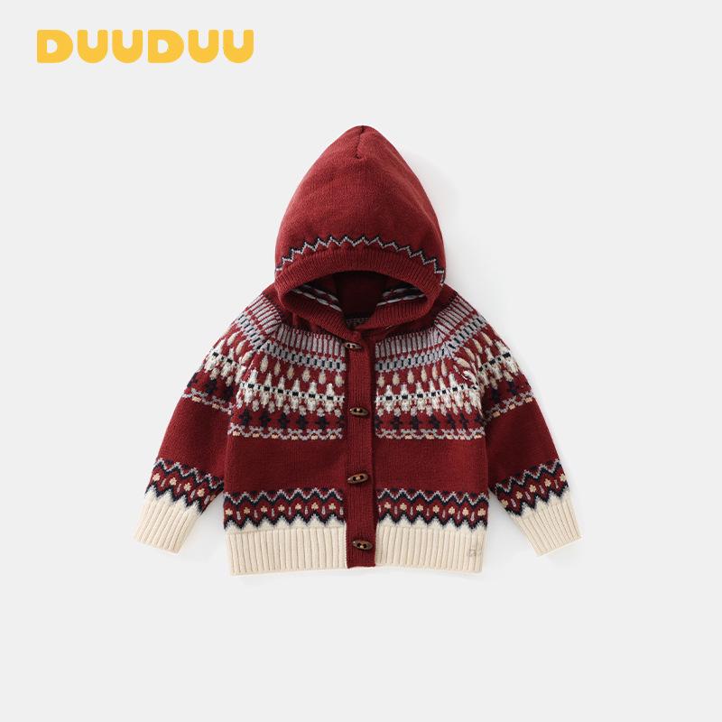 DUUDUU Girls  Korean Style Red New Year Sweater - Winter Toddler Top 80cm