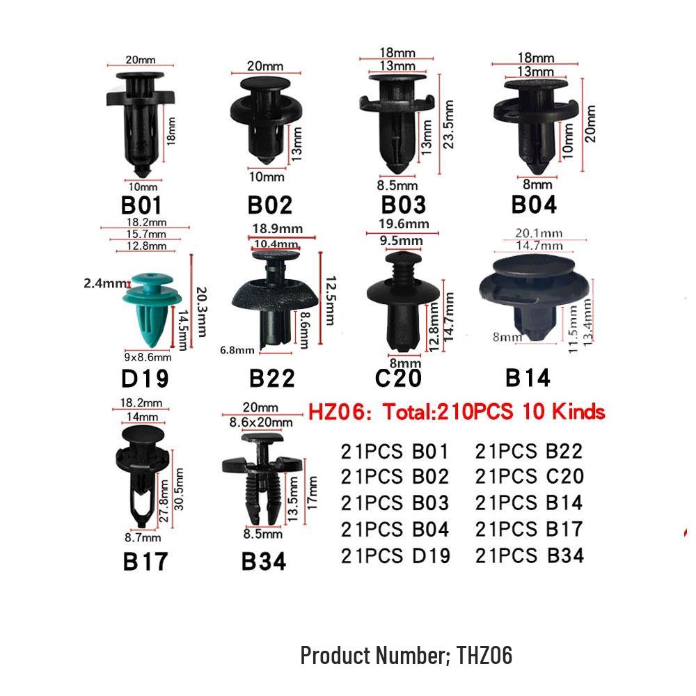 285-Piece Mixed Car Mudguard & Trim Panel Buckles for Honda, Toyota, Ford, and Mazda