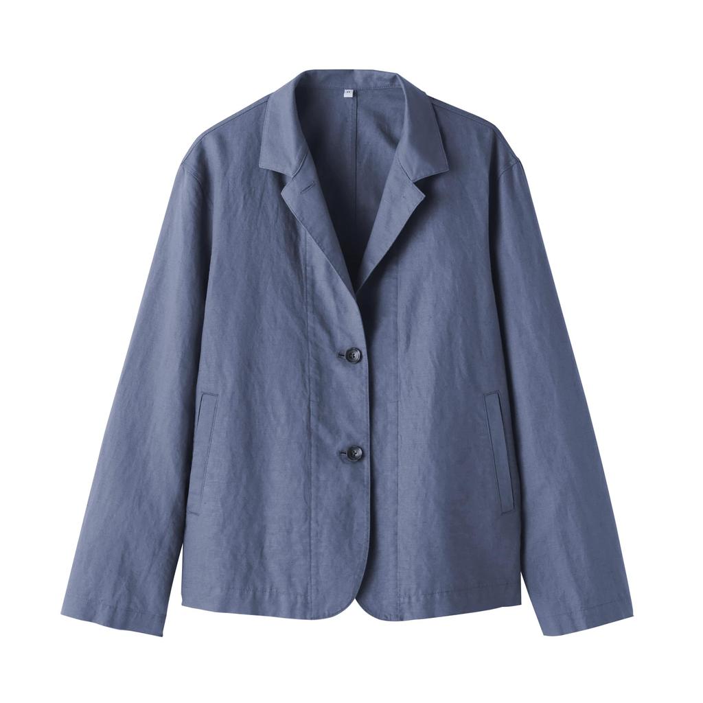 MUJI Women's Hemp Cotton Shirt Jacket, Smoky Blue, Size L, BD0ZZA5S