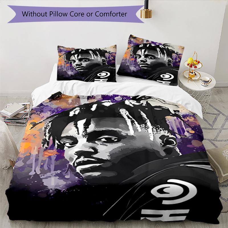 3pcs Juice WRLD1 Pattern Bedding Set Duvet Cover Set Includes Duvet Cover &pillowcases, Perfect All Season Bedroom Decoration & Gift