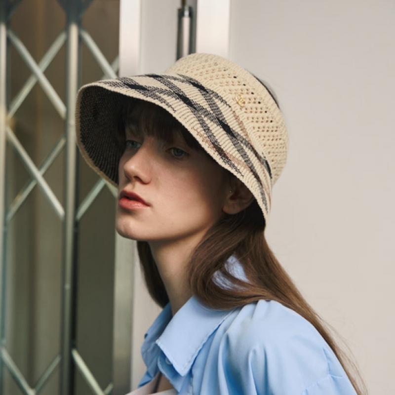 Daks Brown Check Knit Packable Sun Cap Dd Metal Decoration Dche6e257w2