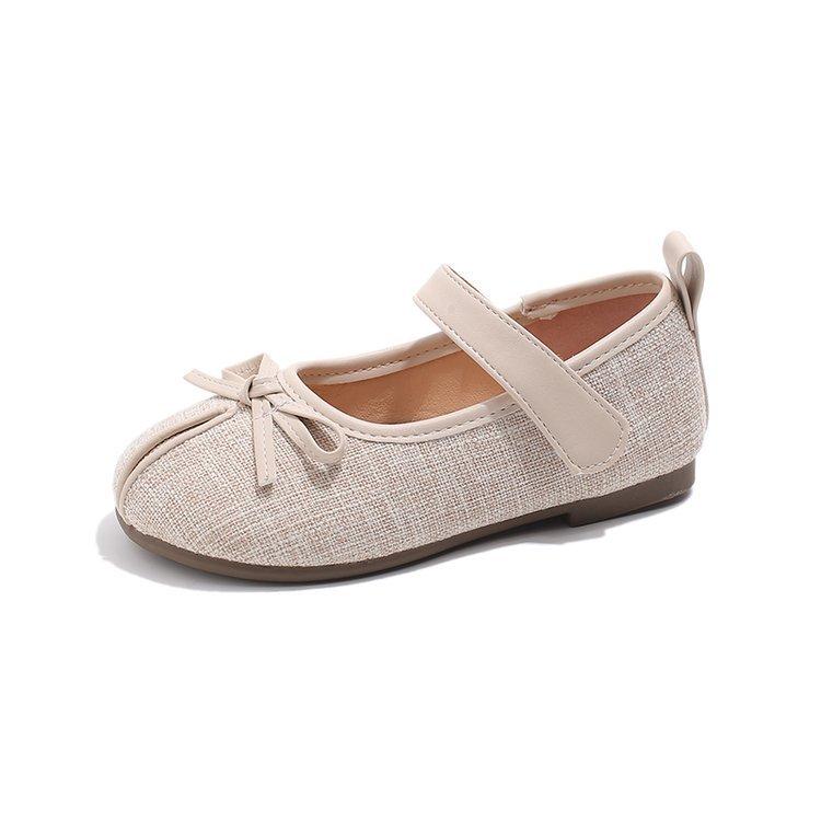 Girls' Korean version of Xiaoxiangfeng bow versatile small leather shoes 2025 spring and autumn new Velcro princess shoes performance shoes