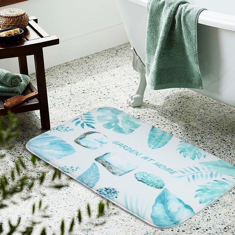 Printed Flannel Floor Mat Plant Modern Chinese Style Carpet Living Room Bedroom Bathroom Absorbent Non-slip Mat