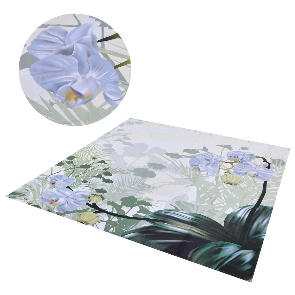 Blommiga Växter Mönster Duschdraperi Vattentätt Polyester Badrumsgardin med Krokar 180x200cm