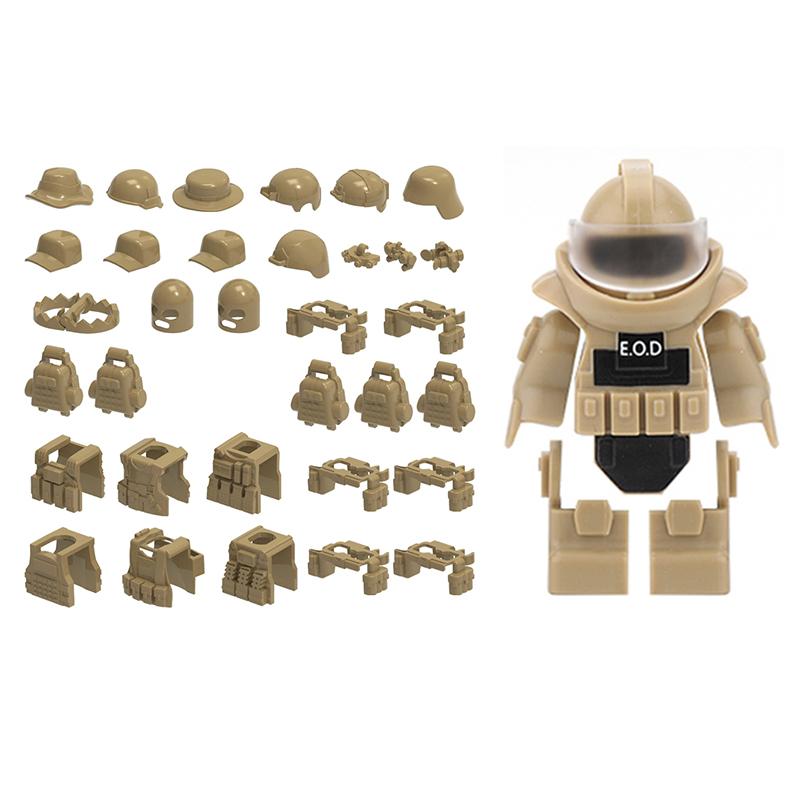 City Police Bomb Disposal Suit Special Forces Equipment Building Blocks Military Soldiers Figures Vest Hat Parts MOC Bricks Toys