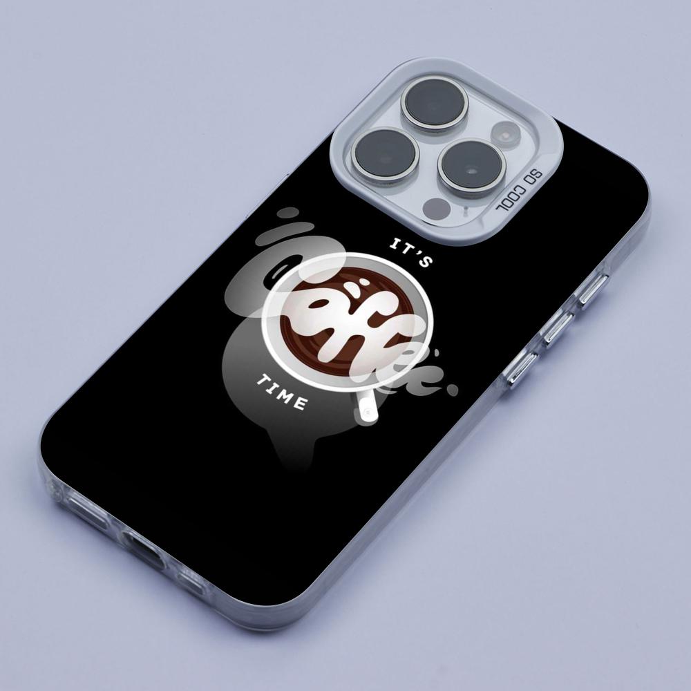 Coffee Beans White Translucent Mobile Phone Case for iPhone 17 16 15 14 13 12 11 X XR XS Air Pro Max Plus Colorful Cover